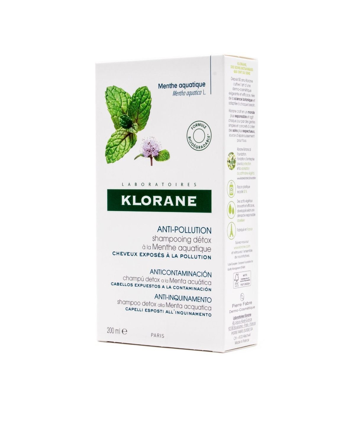 Klorane Champú Detoxificante Menta Acuática 200 ml